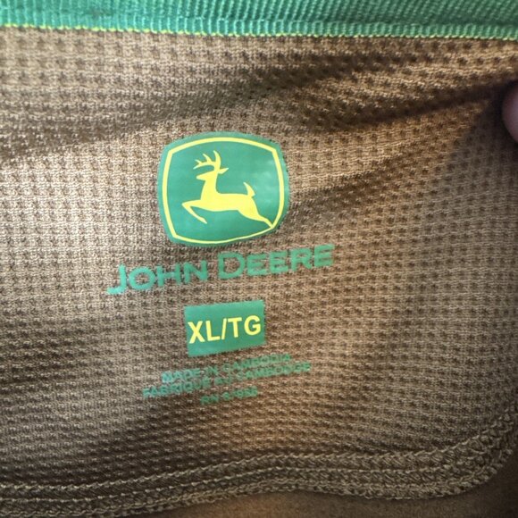 John Deere Thermal Henley Long Sleeve Shirt Men’s XL Brown Waffle Knit Polyester - Picture 3 of 7